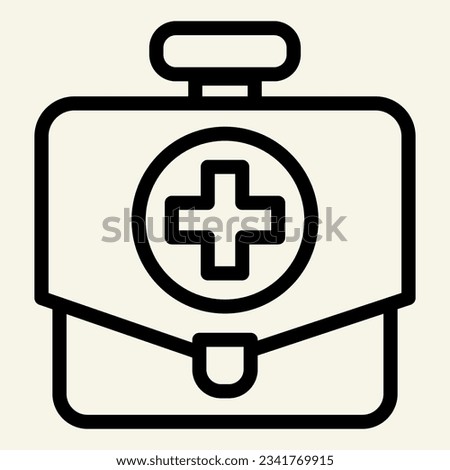First aid kit line icon. Doctor medical bag box outline style pictogram on white background. Medicine chest mobile concept web design. Vector graphics.