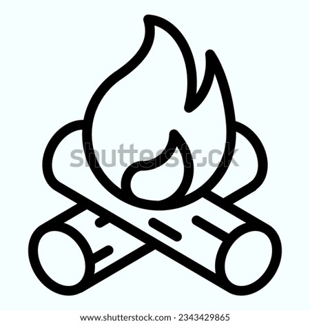 Bonfire line icon. Two burned bones and fire in the forest. Autumn season vector design concept, outline style pictogram on white use for and app. Eps 10.