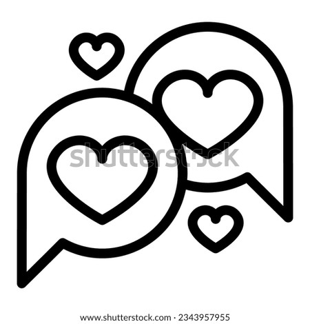 Hearts in dialogue box, speach bubble line icon, dating concept, love messege vector sign on white background, outline style icon mobile concept web design. Vector graphics.