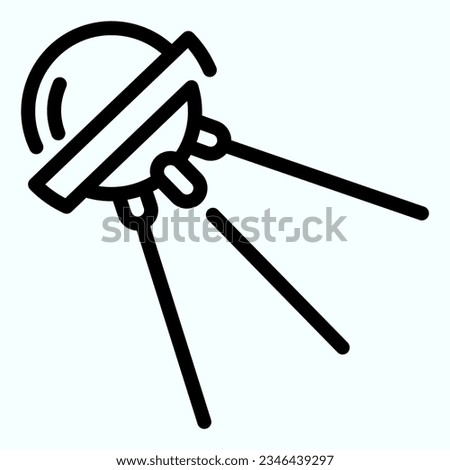 Satellite line icon. Sputnik 1 with round shadow. Outer space design concept, outline style pictogram on white use for and app. Eps 10.