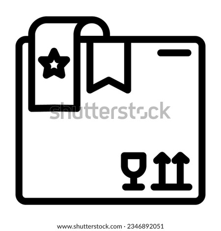 Cardboard box line icon, delivery and logistics symbol, favorite product package vector sign on white background, fragile parcel favorite bookmark outline style. Vector graphics.