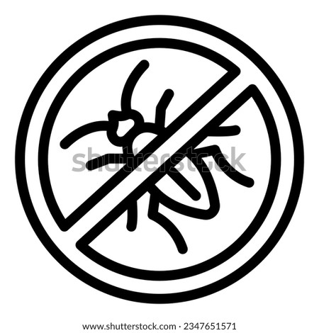 No insects line icon, pest control concept, Stop cockroach parasite warning sign on white background, Anti bug icon in outline style mobile concept web design. Vector graphics.