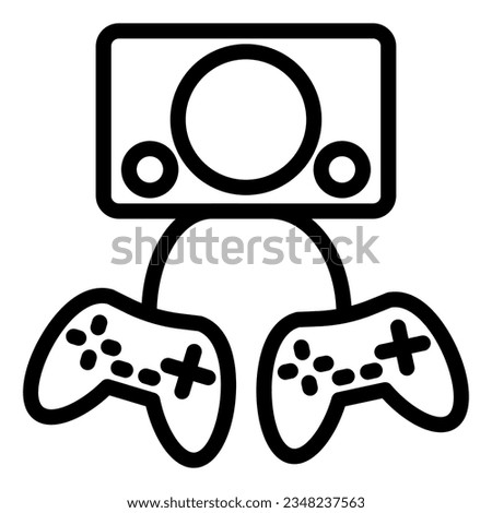 Two gamepads line icon. Video gaming vector illustration isolated on white. Game controller outline style designed for and app. Eps 10.