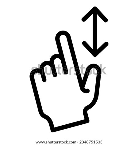 Vertical scroll line icon. Resize in height vector illustration isolated on white. Scrolling gesture outline style designed for and app. Eps 10.
