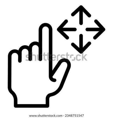 Free drag line icon. Swipe vector illustration isolated on white. Move gesture outline style designed for and app. Eps 10.