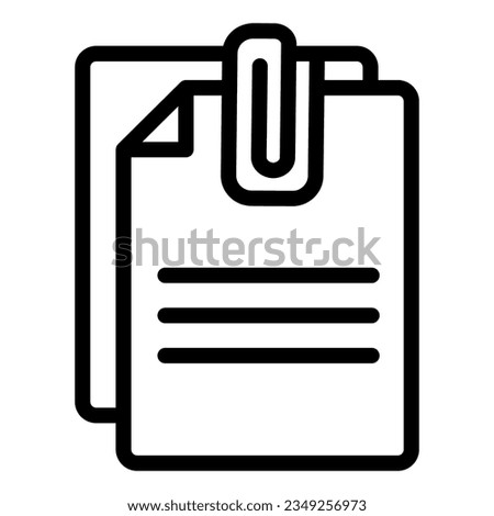 Attached document line icon. Papers with clip vector illustration isolated on white. Sheets outline style designed for and app.