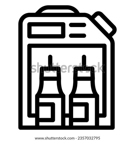 Jerry can and two bottles line icon, dry cleaning concept, chemical wash, detergent vector sign on white background, outline style icon for mobile concept and web design. Vector graphics