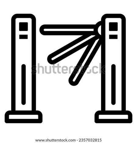 Turnstile line icon, security check concept, tripod gate barrier vector sign on white background, outline style icon for mobile concept and web design. Vector graphics