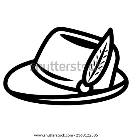 Hat with feather line icon, Oktoberfest concept, Oktoberfest hat sign on white background, german hunting cap with feather and rope icon in outline style for mobile and web. Vector graphics