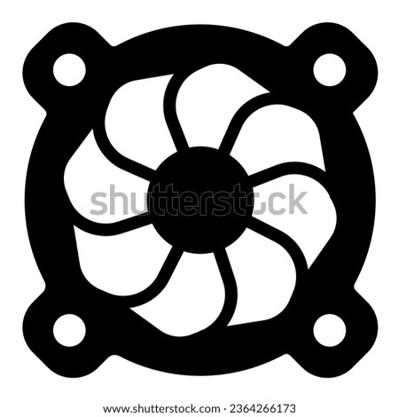 Cooler, fan solid icon, pcrepair concept, cooler, fan vector sign on white background, cooler, fan glyph style for mobile concept and web design. Vector graphics
