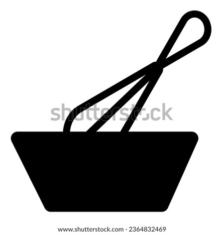Wisk and bowl solid icon, Cooking concept, Dough making sign on white background, Mixing with whisk icon in glyph style for mobile concept and web design. Vector graphics
