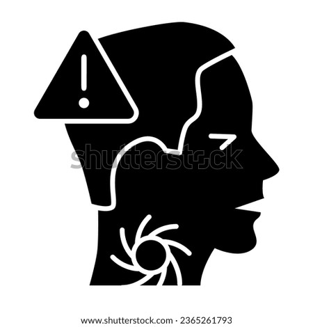 Sore throat with exclamation solid icon, Coronavirus prevention concept, 2019-nCoV symptoms sign on white background, be careful with throat disease icon in glyph style. Vector graphics