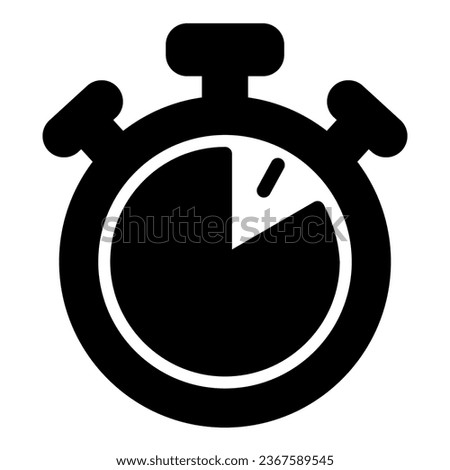 Stopwatch with buttons, 50 seconds, timer, chronometer solid icon, time concept, clock vector sign on white background, glyph style icon for mobile concept and web design. Vector graphics