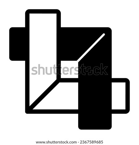 Two right angle rulers solid icon, stationery concept, drafting tool vector sign on white background, glyph style icon for mobile concept and web design. Vector graphics