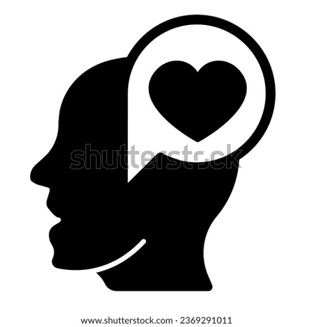 Man half face, head and heart in dialogue box solid icon, dating concept, love messege vector sign on white background, glyph style icon for mobile concept and web design. Vector graphics