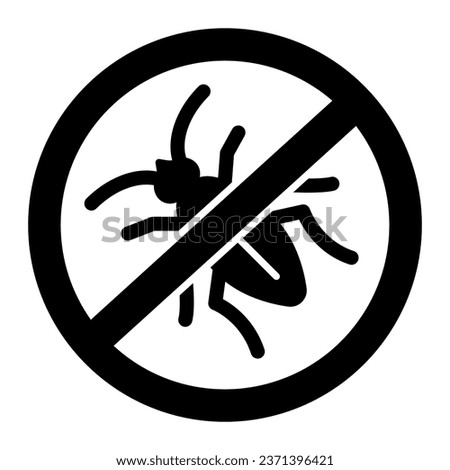 No insects solid icon, pest control concept, Stop cockroach parasite warning sign on white background, Anti bug icon in glyph style for mobile concept and web design. Vector graphics