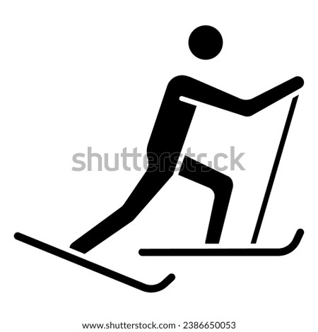 Cross-country skiing solid icon, Winter sport concept, skier sign on white background, Cross country skier icon in glyph style for mobile concept and web design. Vector graphics