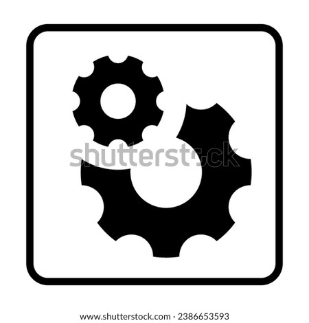 Gears solid icon, Robotization concept, two cog wheel sign on white background, Cogwheel and development icon in glyph style for mobile concept and web design. Vector graphics