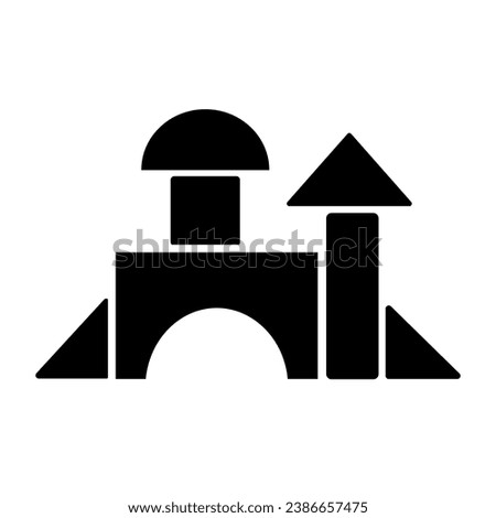 Castle from wooden blocks solid icon, Kids toys concept, toy building game sign on white background, Toy castle for children play icon in glyph style for mobile and web. Vector graphics