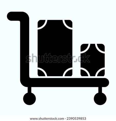 Luggage trolley solid icon. Baggage on a tray vector illustration isolated on white. Trolley baggage glyph style design, designed for web and app. Eps 10