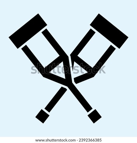 Crutches solid icon. Support, disabled lame person walking stick stands. Health care vector design concept, glyph style pictogram on white background, use for web and app. Eps 10