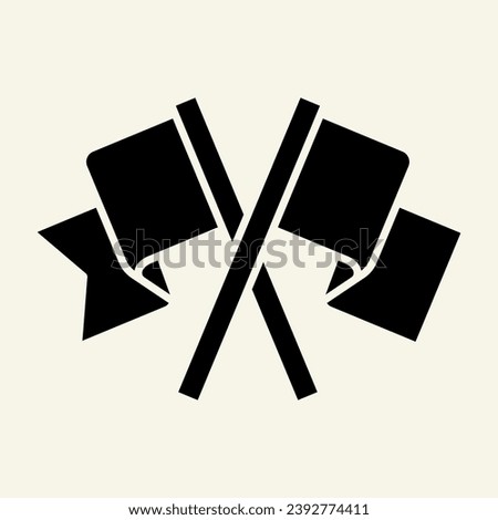 Flags solid icon. Two waving crossed flag glyph style pictogram on beige background. Silhouette of two pennants for mobile concept and web design. Vector graphics