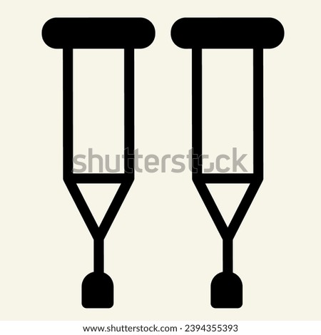 Crutches solid icon. Stick with a crosspiece for lame person glyph style pictogram on white background. Medical walking crutch pair for mobile concept and web design. Vector graphics