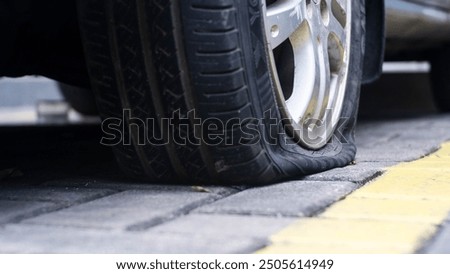 Similar – Image, Stock Photo Old broken car tires, piled up in a cornfield to form a mountain