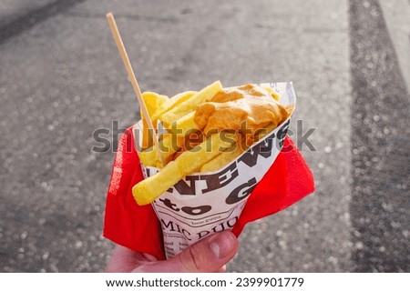 Similar – Foto Bild Belgische Pommes frites mit Sauce Andalouse