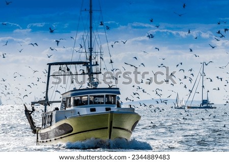 Image, Stock Photo Fishing boat at sea