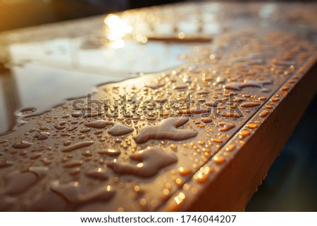 Similar – Image, Stock Photo Table with droplets after the rain