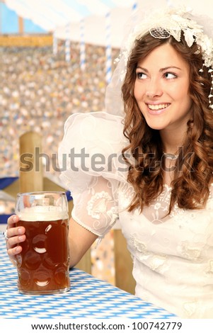 bride in a beer tent