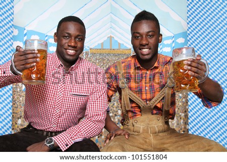 two men in a beer tent