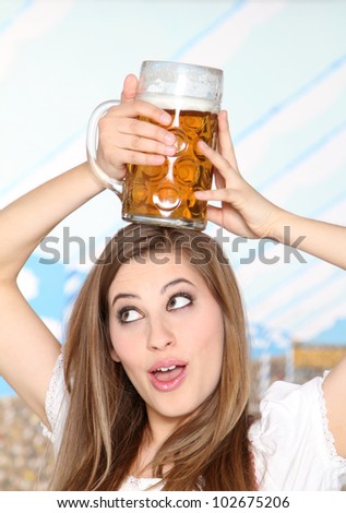 woman in a beer tent