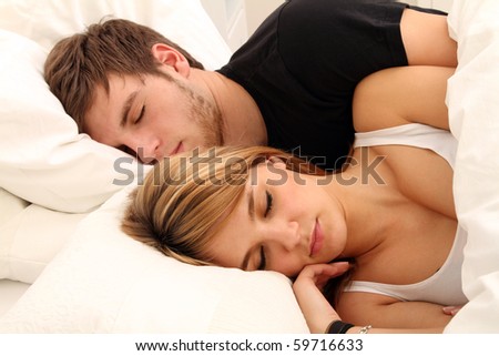 young couple sleeping