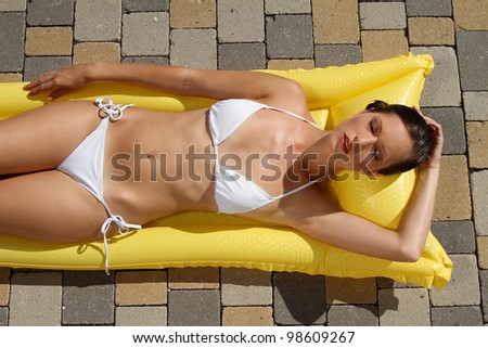woman on an air mattress