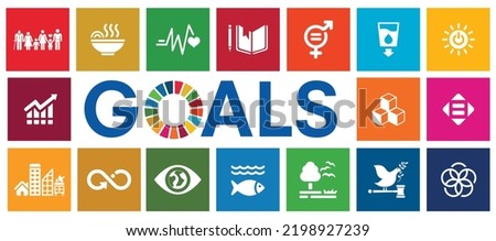 Sustainable Development global goals with Typography vector design.  Corporate social responsibility. Sustainable Development for a better world. Vector illustration.
