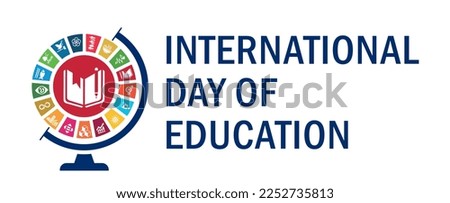 International Day of Education concept Illustration. Sustainable Development wheel. Quality education. 24 January.