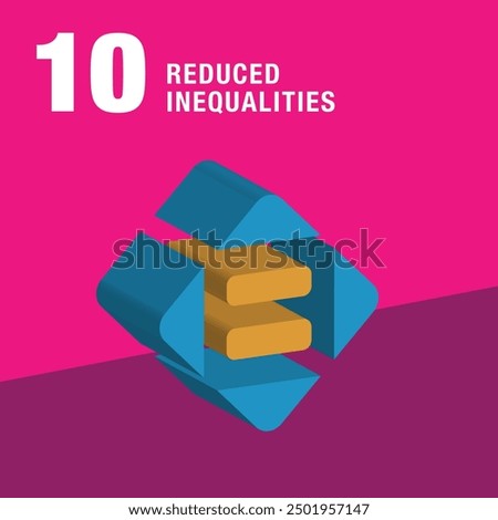 Reduced Inequality vector 3D icon. Equal sign in between a direction sing. Sustainable Development concept for Non-Profit organization to achieve the global goals. 3d rendering icon or symbol.