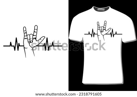 Heartbeat And  ASL Love Hand Sign Design 