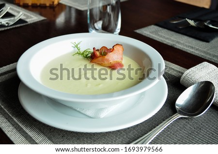 Similar – Image, Stock Photo Cauliflower with bacon placed on ceramic plate