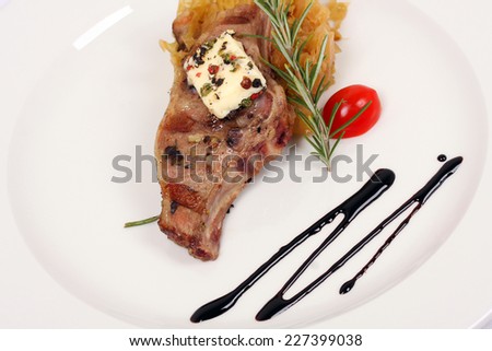 Grilled lamb chop with vegetables