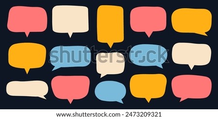 Collection of hand drawn speech bubbles. Vector blank empty speak bubble, chatting or message box set.