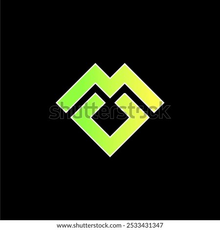 This is a green MU letter vector logo suitable for logo designs for toy shops, warehouses, electronics, sports equipment, gaming, racing logos and others