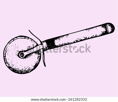 pizza cutter, doodle style, sketch illustration