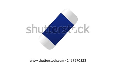 Blue Eraser Tool On White Background, Eraser Rubber Vector Illustration.	