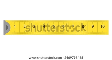 Horizontal Centimeters And Inches Yellow Measuring Tape Tool Vector Illustration.