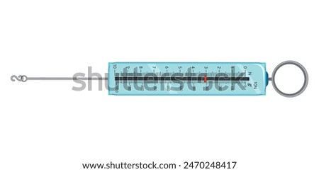 Horizontal View Of Spring Balance Icon, Newton Meter, Spring Dynamometer Balance, Physics Experiments Vector Illustration.	