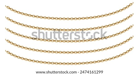 Realistic Detailed 3D Gold Chain Background, Solid Golden Metallic Chains Vector Illustration.	