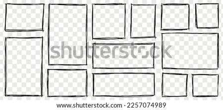 Rectangle frame line. square shape outline on hand draw style. vector illustration isolated